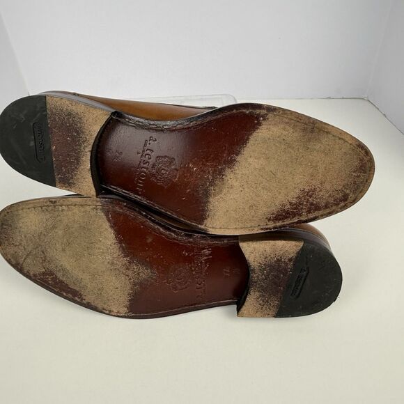 A. Testoni Italian Leather Bologna Crest Logo Mens Loafers Brown Sz 7.5 main image 11